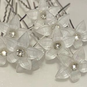 10pcs white flower hair pins clips accessories